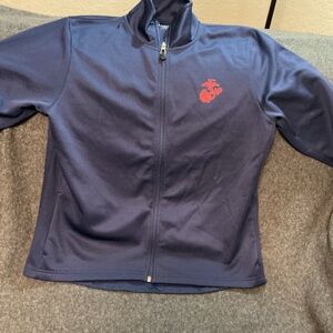 Men's Navy Blue Jacket with Red Emblem